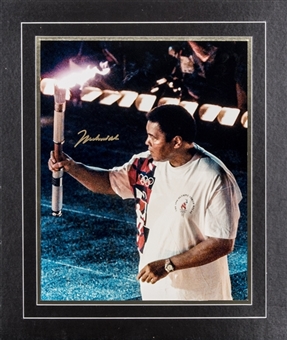 Muhammad Ali Signed Photo From 1996 Olympics In 21x25 Matted Display (JSA)